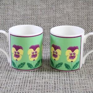 Set of 2 Vintage Mugs Pansies John Sinclair Sheffield & Bakewell Bone China