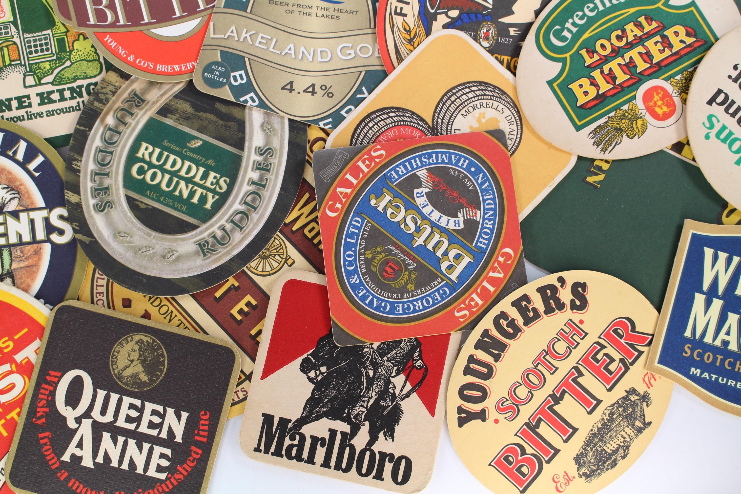Vintage Beer Mats | Retro Coasters | English Pub Decor | Whisky