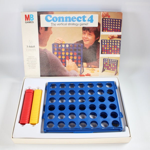 Vintage CONNECT 4 Board Game Retro Complete - Strategy MB Games 1970s