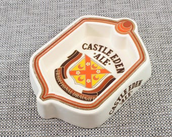 Castle Eden Ale Traditional Draught Vintage Ceramic Beer Ashtray Mancave, Home Bar Pub, Gift for Him