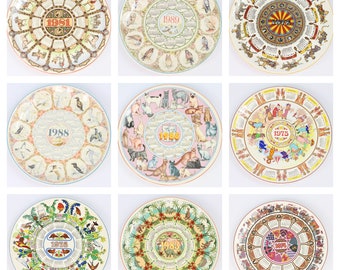 Vintage 1970s/80s Wedgwood Collectable 10'' Calendar Plates, Retro Year Plates, Birthday Gift