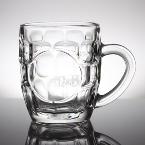 Vintage halvpint ölglas Sejdel med gropar i glas Tillverkat i Frankrike med initialerna M&B