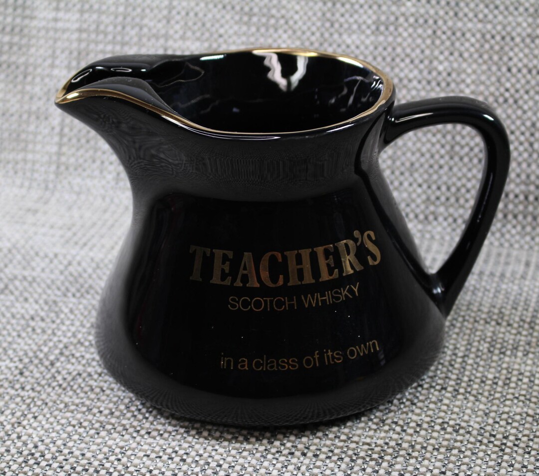 Vintage Black Teacher's Scotch Whisky Advertising Water Jug Pitcher by ...
