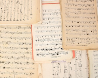 20x Vintage Music Sheets for Scrapbooking Ephemera, Junk Journal, Card Making, Papercraft, Origami, Kids Craft, Decoupage