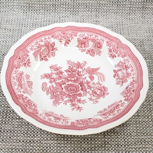 Vintage Villeroy & Boch Fasan Bowl Ø 22.5 cm Red White Pheasant Floral Pattern Vitro Porcelain