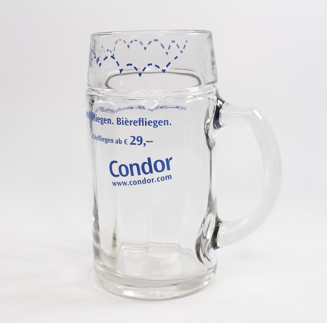 Vintage German Beer Glass Tankard Condor Airlines 1L Souvenir Promo ...