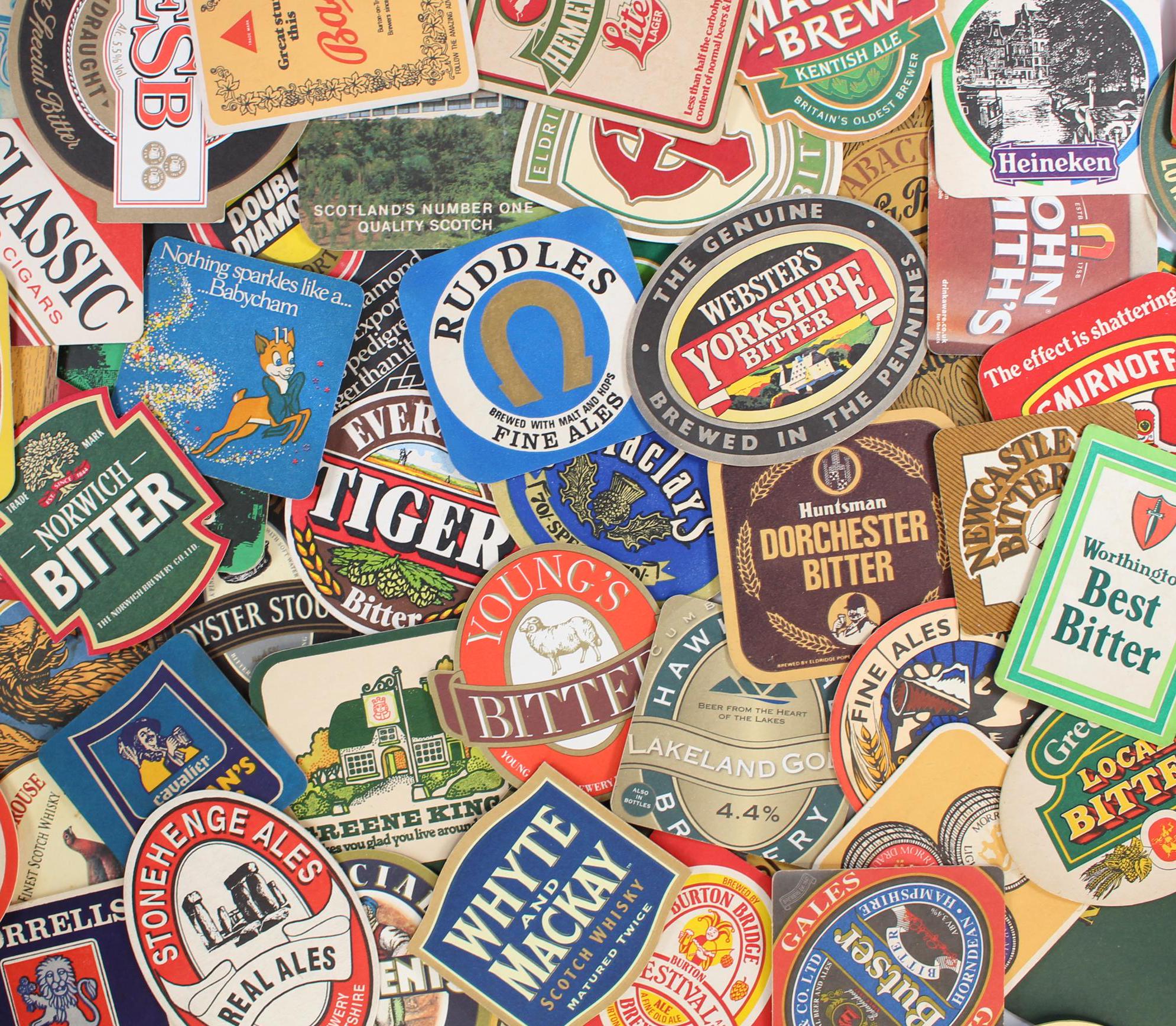 100 British Pub Coastersイギリス製　本物　 コレクション British Pub Coasters - Etsy