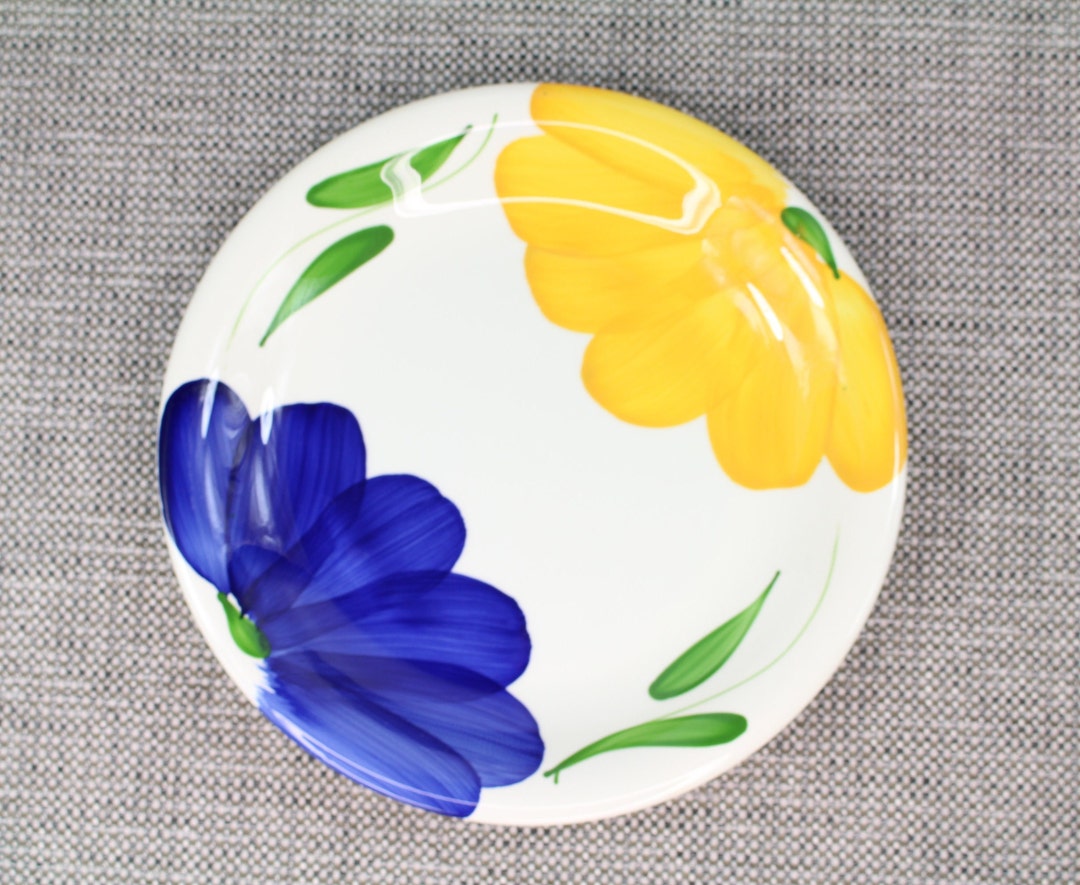 Large Dinner Plate - Blue/yellow/green Floral - Made in Italy 'la