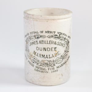 Vintage Antique James Keiller & Son&#39;s Dundee Marmalade Jar | Antique Stoneware Pot | Rustic Farmhouse Kitchen Decor | Collectible Pottery