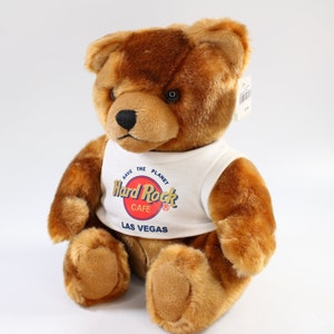 Vintage Hard Rock Cafe Las Vegas Teddy Bear Soft Toy Plush Collectible Restaurant Souvenir Genuine 2002