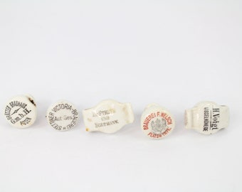 ヴィンテージアルミ水差し X6 Vintage Antique Porcelain Beer Bottle Swing Stoppers Tops