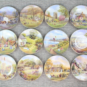 Complete Set of 12 Davenport &quot;For All Time&quot; Marji Daisley Limited Edition Monthly Plates Collectors Plates All 12 Months Wall Plate