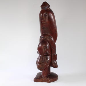 Vintage Large Carved Wooden Head of African Woman Statue Figure Home Décor Solid Wood 15&#39;