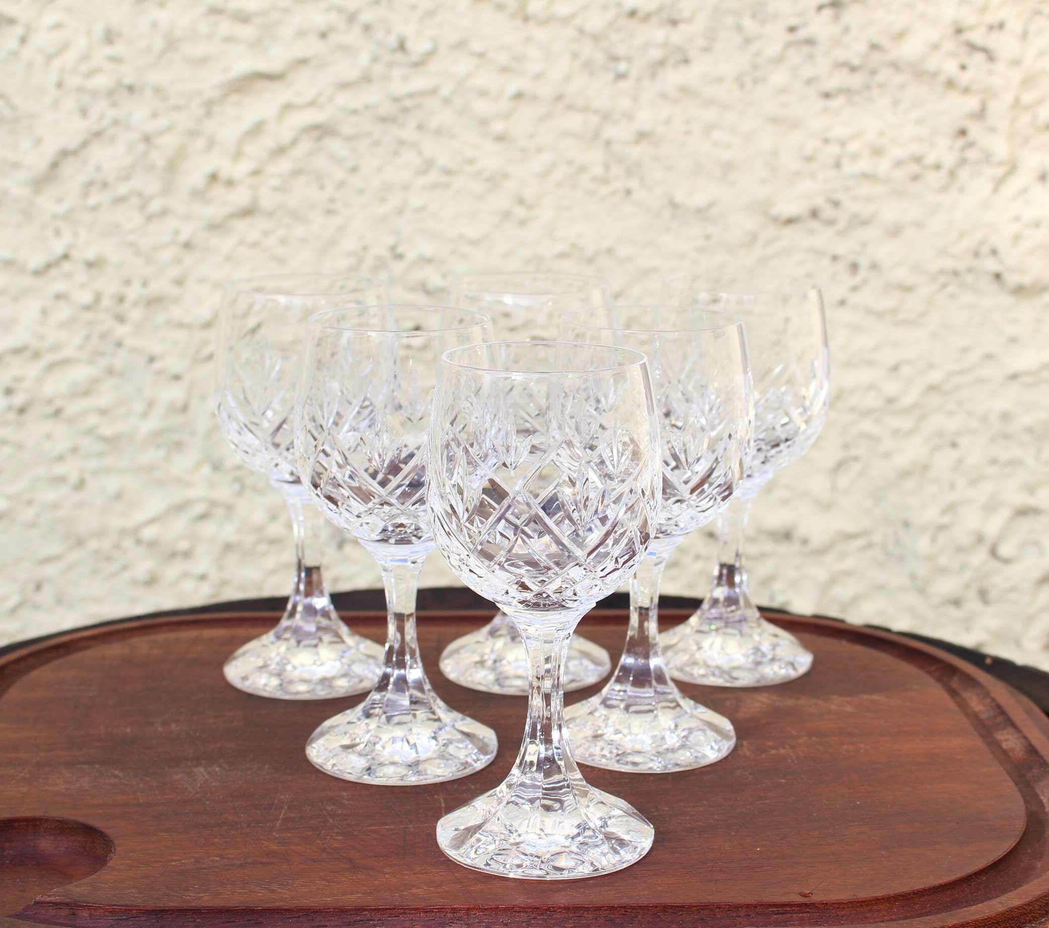 Stunning Set of 6 Crystal Wine Glasses, Boxed 