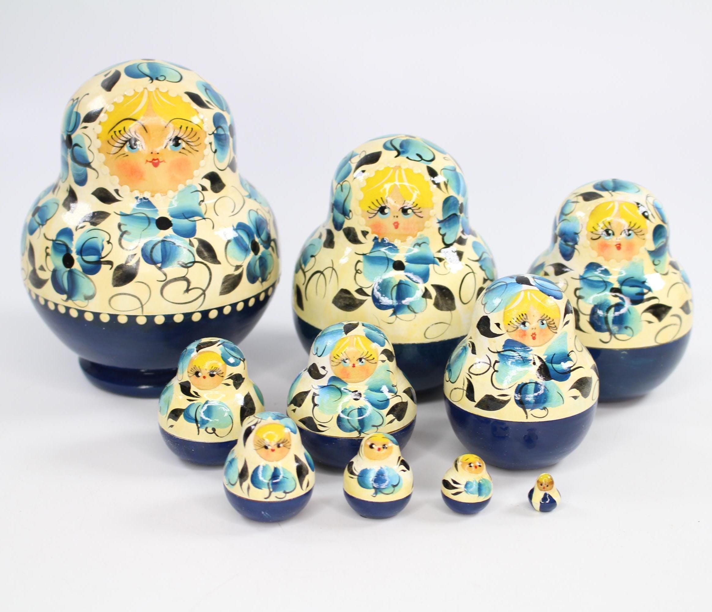 Poupées Gigognes Russes 15 Pièces – Matriochka En Bois Peinte à La Main – Jouet Déco Artisanat Traditionnel
