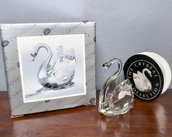 The Crystal Collection Swan Figurine Ornament with Box Vintage