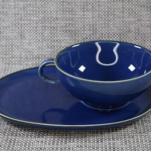IKEA 18004 Dunkelblau Suppenschüssel und Brotteller - Vintage Mid-Century Modern Keramik im Ruhestand