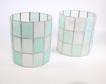2er Set Vintage Capiz Shell Zylinder Pendelleuchte Shades Natürliche Küstenlampenschirme 16 cm x 17 cm