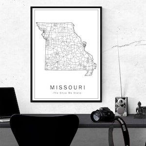 Missouri Map Print, Road Map, Map Art, The Show-me State, Instant Digital Download, Wall Décor, Personalized Map Gift, Glossy Poster