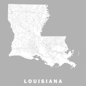 Louisiana Download, Louisiana Map Art, Road Map, Sportsman&#39;s Paradise, Louisiana, Home Office Wall Décor, Personalized Map Gift