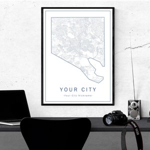 DIGITAL Custom Map Print, Street Map, Any Zipcode County City State Town, Home Office Wall Décor, Map Art, Poster, Road Map