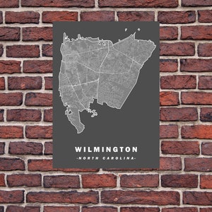 Wilmington NC Print, Map Art, Home Office Wall Décor, Personalized Map Gift, Laminated Glossy Poster, Picture, Simple Modern Art