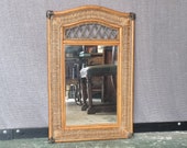 Antique Vintage Rattan Wicker Cane Woven Large Mirror