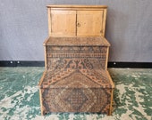 Antique Vintage Wooden Pine Steps Storage Shelves Stool Bench Display