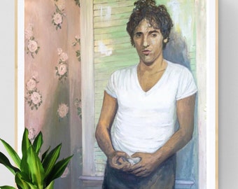 Bruce Springsteen Painting, Vintage Boho Artwork