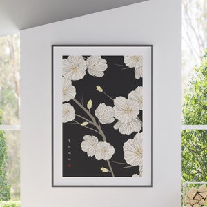 Flower Printable Wall Art, Oriental Painting Hangul Wall Decor Poster, Instant Download image 4