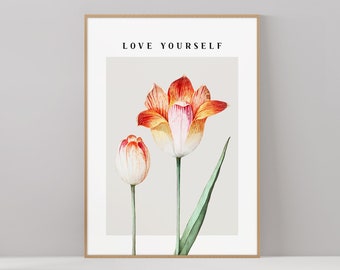 Printable Wall Art, Modern Flower Poster, Instant Download