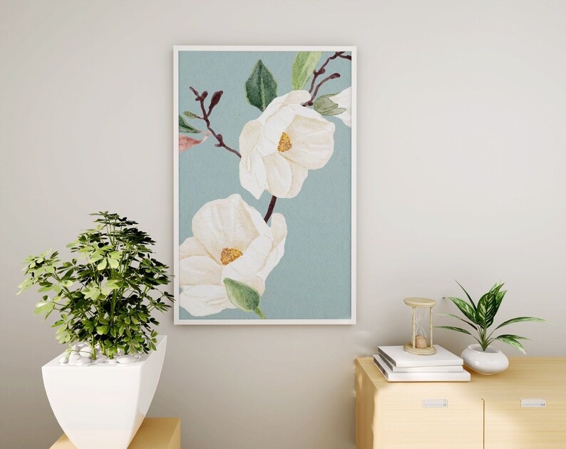 Flower Wall Art Print, Floral Wall Decor Poster, Instant Download Etsy