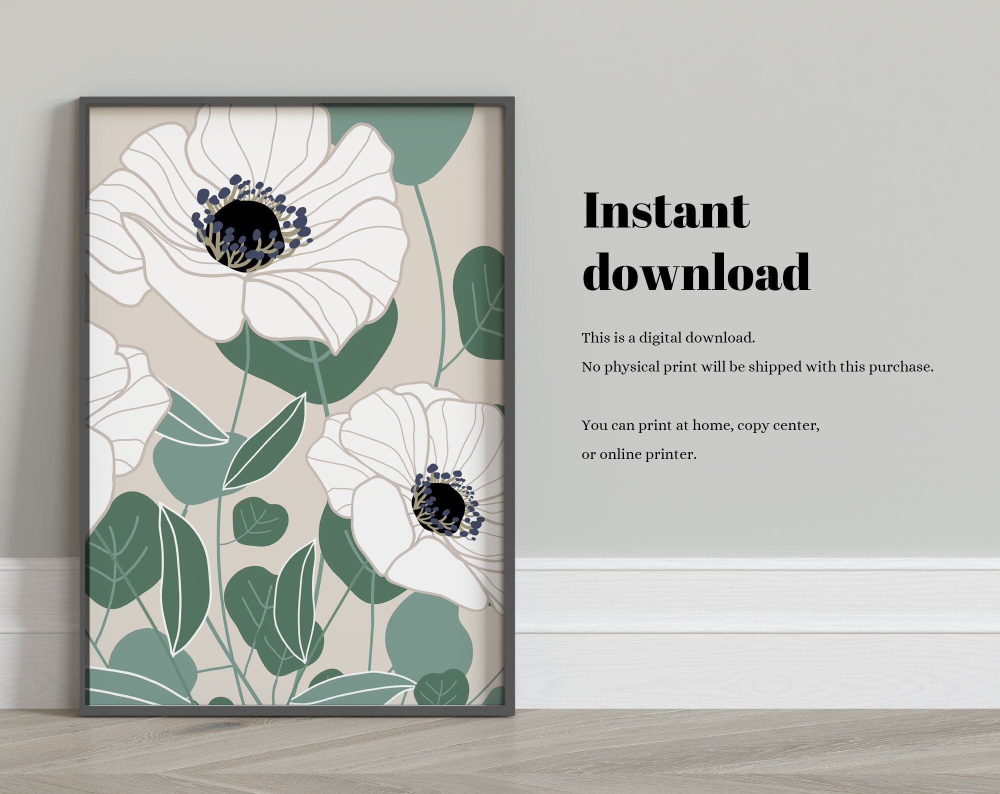 Big Flower Printable Wall Art Plants Wall Decor INSTANT Etsy