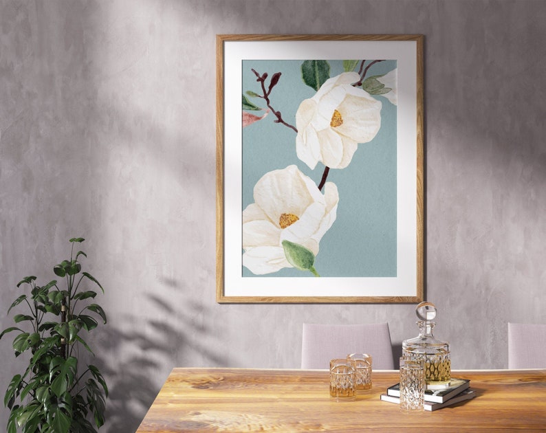 Flower Wall Art Print, Floral Wall Decor Poster, Instant Download Etsy