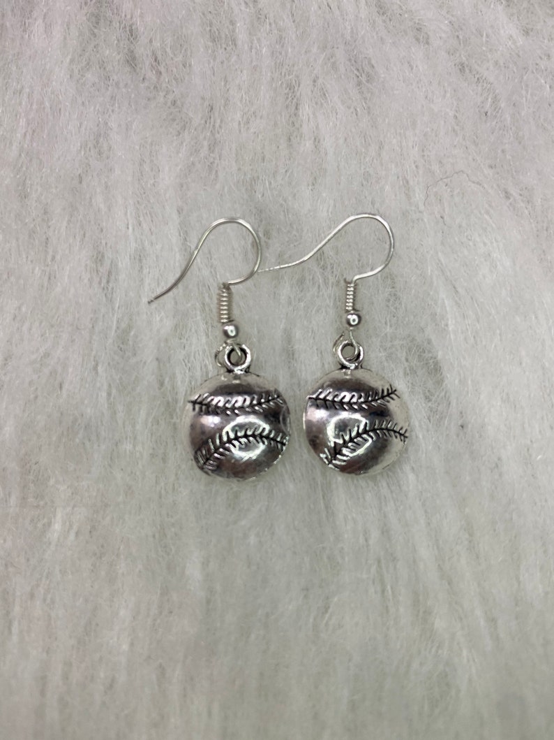 Crystal Baseball Trendy Earrings Dangle Drop Earrings Silver Red