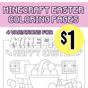 Minecraft Easter Animal Coloring Page 4 Variations Included | Etsy