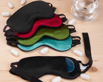 Antifaz para dormir 100 % seda con correa antideslizante y presión cero para hombres y mujeres, con bolsa de gel extraíble, varios colores
