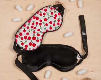 Zero Eye Pressure Non-slip Strap 100% Silk Adjustable Sleep Mask for Men and Women  - Cherries