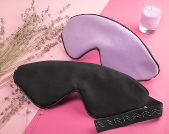 Organic Cotton Sleep Eye Mask Zero Eye Pressure Non-slip Strap Adjustable Sleep Mask for Men and Women - Black and Lavender color Options