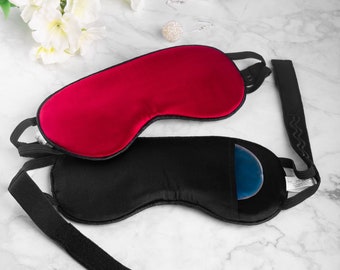 Zero Eye Pressure Non-slip Strap 100%  Silk Sleep Mask for Women with removable gel bag - Red