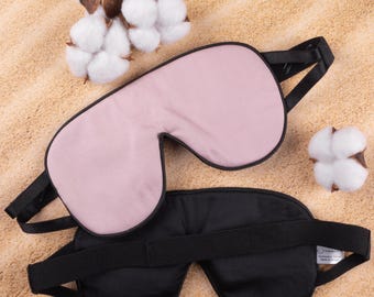 Pink Organic Cotton Sleep Mask for Women – Soft Zero Pressure Eye Mask, Adjustable Blindfold