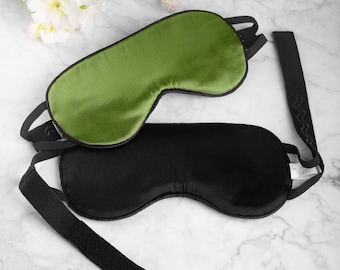 Noll ögontryck Halkfri rem 100% siden sömnmask för män och kvinnor - Grön