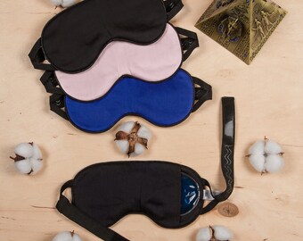 Organic Mercerized Egyptian 100% Cotton Zero Eye Pressure Non-slip Strap Sleep Mask for Men and Women with removable gel bag -Multiple Color