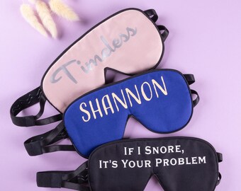 Personalised Organic Cotton Sleep Mask, Custom Bride Eye Mask, Bridesmaid Proposal Gift Blindfold with Name,  Wedding, Birthday Present