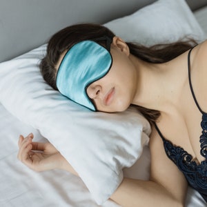 Zero Eye Pressure Non-slip Strap 100%  Silk Sleep Mask for Women  - Turquoise