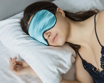 Zero Eye Pressure Non-slip Strap 100%  Silk Sleep Mask for Women  - Turquoise