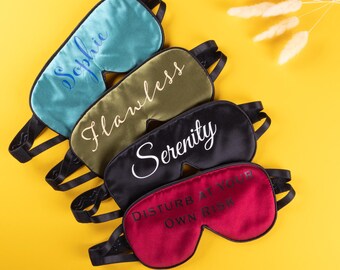 Personalised Silk Sleep Mask, Custom Bride Eye Mask, Bridesmaid Proposal Gift Blindfold with Name,  Wedding, Birthday Present