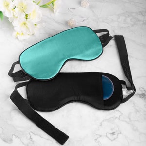 Zero Eye Pressure Non-slip Strap 100%  Silk Sleep Mask for Women with removable gel bag - Turquoise