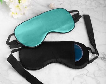 Zero Eye Pressure Non-slip Strap 100%  Silk Sleep Mask for Women with removable gel bag - Turquoise