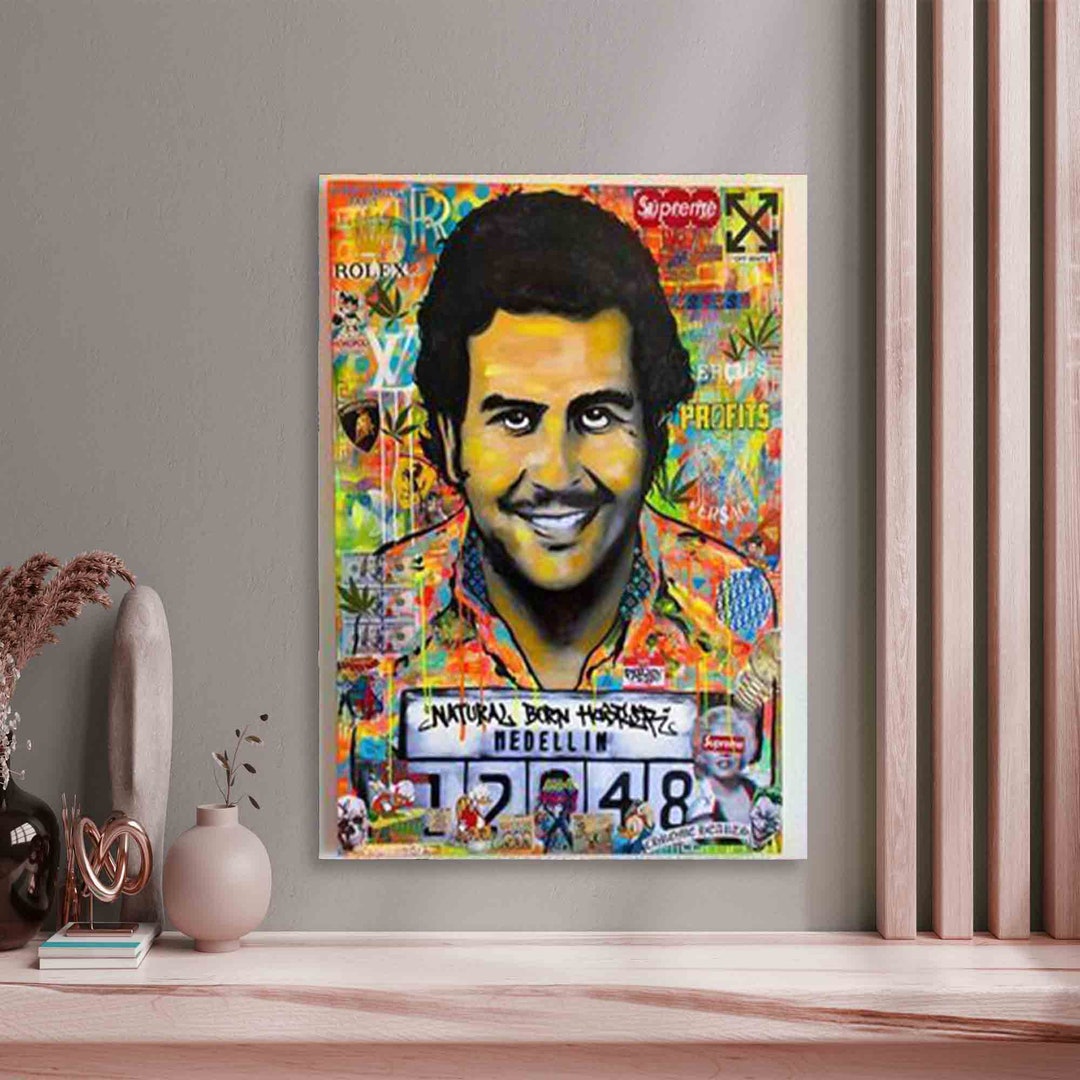 Pablo Escobar Canvas Wall Art Narcos Wall Art Escobar Canvas Etsy